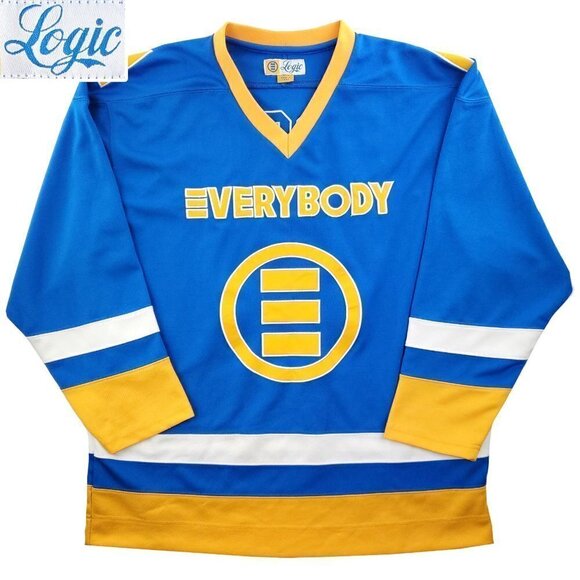 Logic Everybody Tour Hockey Style Jersey Shirt Long Sleeve Blue Yellow Large - Picture 1 of 11